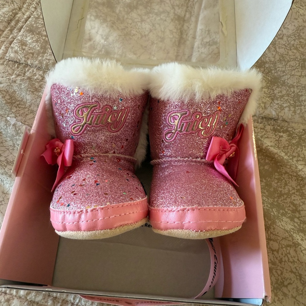 Juicy Couture baby Pink Glitter Boots